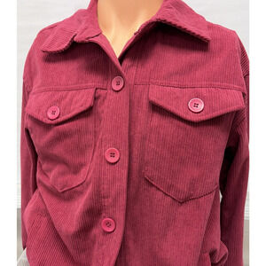 Avec Les Filles Womens Corduroy Jacket Cropped Red Raspberry Size Small